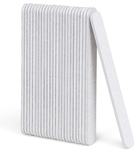 GazePlus Lima de uñas, 24 limas de uñas profesionales de grano 80/100 de doble cara, fuertes limas de uñas lavables para uñas acrílicas, gel, polvo de inmersión y poligel