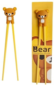 ESS-Stäbchen für Kinder, weiß, 22 cm, mit süßem Bär, Katze, Hase, Panda als Halterung für Anfänger, Stäbchen auswechselbar Bär ( Bear )