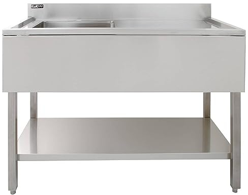 Gastro Profi Spültisch Edelstahl Gastrospüle Spülbecken 1 Becken Rechts Restaurant Küche Bar Abtropffläche Freistehend Untere Ablage mit Füße Aufkantung 90 x 120 x 60cm GRATIS Sieb-Stöpsel
