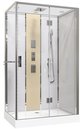 ONDÉE - Cabina de ducha hidromasaje SÖREN - Sin silicona - 140x80cm - Cromo - En kit