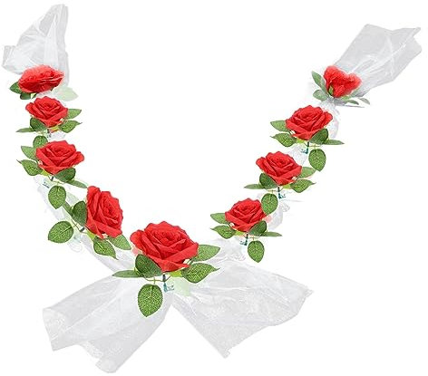 Cabilock 1satz Hochzeitsdekoration Auto Weißer Rosen Blumenband Für Hochzeitsfahrzeuge Künstliche Blumen Für Feierlichkeiten Realistische Deko Für Hochzeit Kirche Und Zuhause Einfach