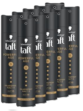 Schwarzkopf Taft Haarspray Powerful Age (10 x 250 ml), Haltegrad 5 Haarstyling, Haarspray für feines und dünner werdendes Haar, Fülle für feines Haar, Vegane Formel*