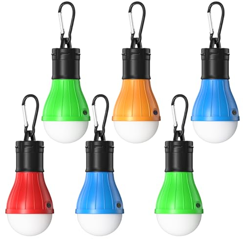 Vdealen LED Tent Lantern Lamp Emergency Light Battery Powered Waterproof Portable Bulb for Hiking Fishing Camping Household Car Repairing - 6 Pack (Red,Yellow,Blue,Blue,Green,Green)