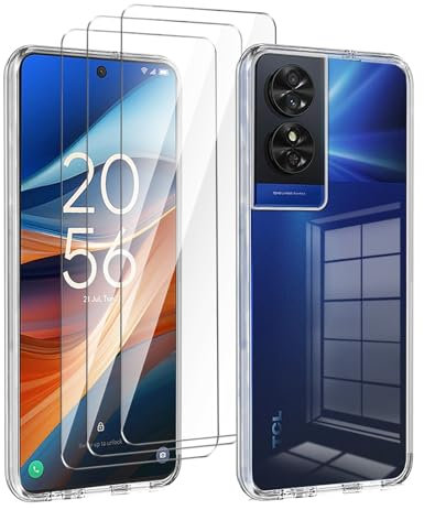LYZXMY Cover per TCL 50 SE(6.78) TrasparenteCustodia + 3 Pezzi Pellicola Protettiva in Vetro Temperato, Ultra Sottile in Silicone Protettivo Bumper TPU Morbido Gel Case