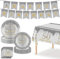 MORAINJAY Juego de vajilla de cumpleaños de 54 piezas para 18, juego de vajilla plateada y dorada para fiesta de cumpleaños 18, platos, servilletas, mantel, pancarta, suministros de fiesta de