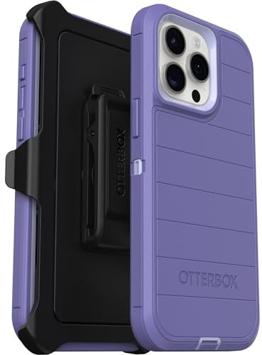 Otterbox iPhone 15 Pro Max (nur) Defender Series Pro Hülle – Mountain Majesty (lila), Bildschirmlos, robust und langlebig, mit Portschutz, inklusive Holster-Clip-Ständer