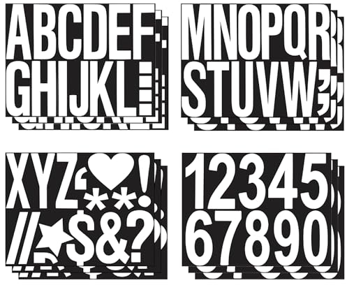 TNSLAND 12 Blatt Zahlen Aufkleber Buchstaben Aufkleber Groß, Klebebuchstaben Groß Buchstaben Sticker, 10cm Selbstklebende Buchstaben zum Aufkleben zur Dekoration, Markierung, Führung (Weiß)