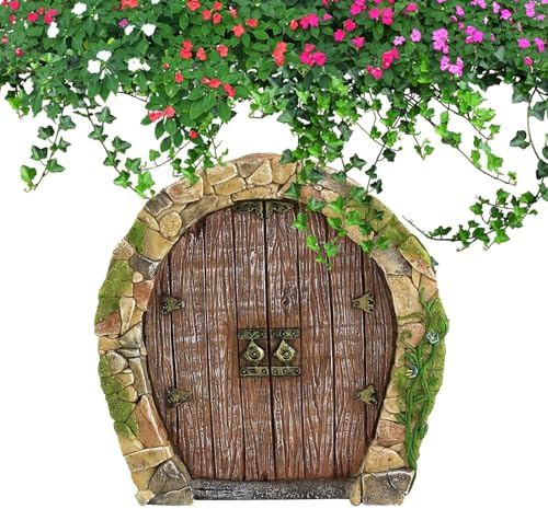 Miniatur-Elfentür -, Bunt, Elfentür Basteln, Elfentor-Außendekoration, Baummontage, Wandmontage, Feen, Lackiert und strukturiert, Handbemalt mit realistischen Details, 10 * 8 cm, 1 Stück