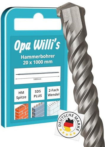 Opa Willis® SDS Plus Betonbohrer 1000mm mit Hartmetall Spitze - Meterbohrer (Ø 20mm)