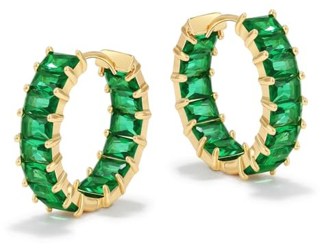 Secroma Creolen Gold Ohrringe für Damen - 18K Vergoldete Ohrringe mit Zirkonia, Kristalle Ohrringe Gold, Schmuck für Damen und Mädchen