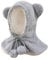 JFAN Wintermütze Kinder Warm Schalmütze mit Fleecefutter Plüsch Beanie Bär Mütze Schal 2 in 1 Mit Bommel-Kordelzug für Jungen Mädchen Grau