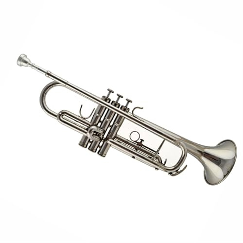 Standard Trompeten Trompete B Flach Professionelles Blasinstrument Erwachsene Anfänger Lackiertes Messing Edelstahl Ton(Silver)