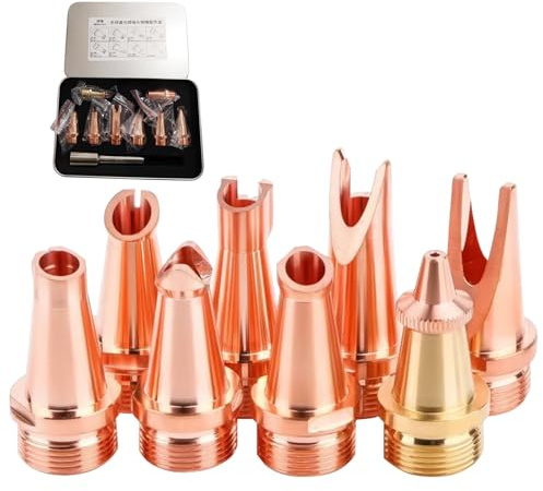 MCWlaser 8 Pcs Laser Welder Nozzle Tip Kit Copper Nozzles with Scale Tube for Portable Laser Welding Gun Laser Welder Head Laser Welding Machine