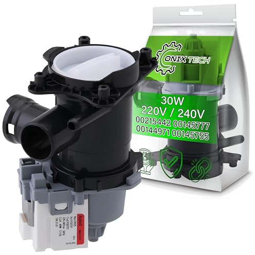 Pompa Scarico Lavatrice 30W con Codice Originale 00215442 215442 00145777 145777 per Bosch 00144971 144971 00145755 145755 per Siemens - Garanzia di 5 Anni - ONIX TECH