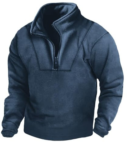 Fleece Pullover Men | Half Zip Military Sweatshirt | Tactical Fleece Jackets Outdoor Combat Pullover Tops Polo Neck Long Sleeve Sweatshirts Windproof Sport Sweatshirts Fall Winter Warm Sweater