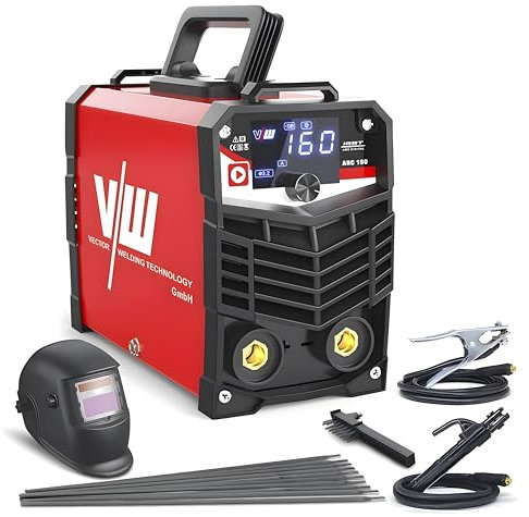 160A Saldatrice a Elettrodi, MMA/ARC/STICK Inverter Saldatrice con IGBT e MCU per Principianti e Professionisti, ARC 160 con Hot Start, Arc Force, con Casco da Saldatura - VECTOR WELDING