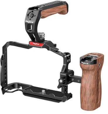 kosingna JN-134 Camera Cage + Top Handle + Side Wooden Kit Camera Video Cage with Cold Shoe Mount 1/4 Inch Threads Aluminum Alloy Replacement for Nikon Z63 Z6III