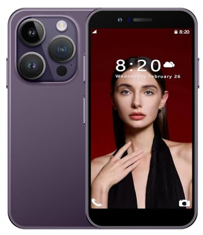 Unlocked 4G Mini Mobile Phone 3.0'' HD Small Screen,Android 10.0,Dual SIM Dual Camera,Face Unlock Student Pocket Cellphone (Purple)