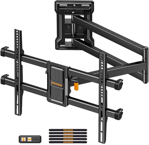 Perlegear Langarm TV Wandhalterung, Full Motion Wandhalterung Fernseher für 32-65″ TVs, 60 kg Tragkraft, Eck-TV Halterung mit ±90° Schwenkbarkeit und 700mm Auszug, Max VESA 400x400mm, PGMF24B