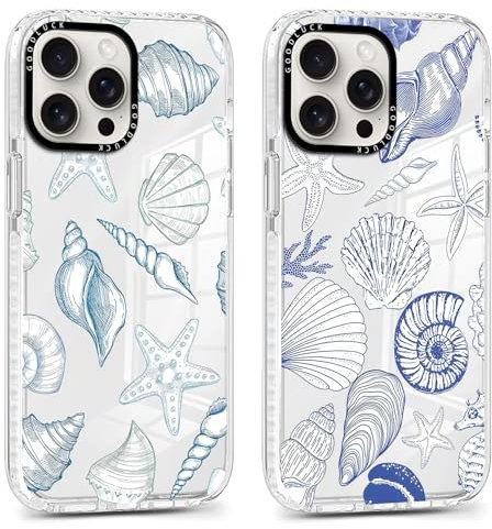 Foonary 2 Pack Transparent Conch Shell Print Phone Case for iPhone 16 Pro 6.3,Soft Silicone with Design Aesthetics Clear Pattern Cases,Shockproof Bumper Protector Cover,Girls Women for iPhone 16 Pro