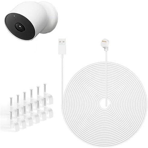 17ft/5.2M,26.2ft/8M,34ft/10.4M Camera Power Cord Compatible with Google Nest Cam (Battery) Camera,Magnetic Charger Cable For Google Nest Cam Battery Indoor Outdoor Cameras Cable,Weatherproof Cable