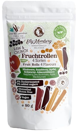 BIO-Rohkost - Fruchtrollen - 4-Sorten-Mix - 80 g - Natürlich, Rohkost-Qualität, ohne Industriezucker, vegan, glutenfrei