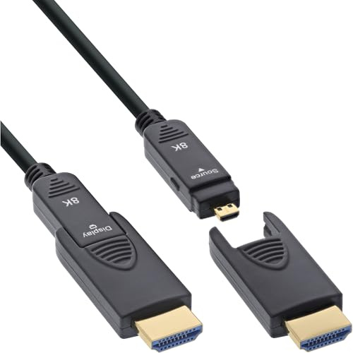 InLine HDMI AOC Kabel Ultra High Speed 2.1 mit abnehmbaren Steckern, 8K/4K HDR eARC, vergoldete Kontakte, flexibel verlegbar, 40m, 17940O