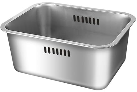 rockible Kitchen Fruit Washing Bowl Stainless Steel Rectangle Basin for Beans Grains