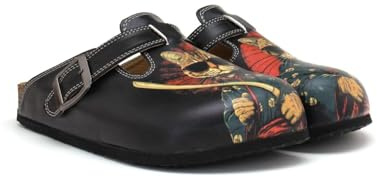 GOBY Clogs Hausschuhe Damen | Handgefertigte Premium Clogs mit Buntem Print – Bequeme & leichte Pantoletten Damen aus hochwertigem Imitationsleder mit Eva-Sohle [ Test SEHR GUT, Note 1.1 *]