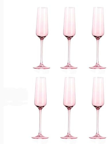 Dh2yjnbf3 Champagner Gläser Pink Lady Champagnerglas, Champagnerflöte aus Kristallglas, 6 Stück, Fassungsvermögen 6,76 oz, for Verschiedene Feiertagspartys zu Hause Champagnerflöten