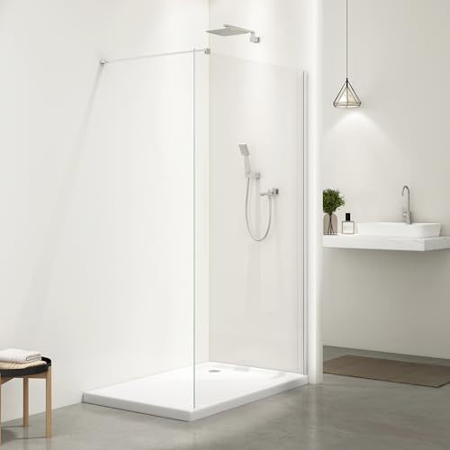 Bathlink 1200 x 2000mm Walk in Shower Screen, Shower Screen Panel, 8mm Easy Clean Toughened Glass