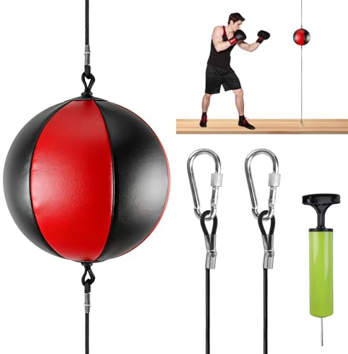 Doppelendball Boxen: Punchingball Hängend Speedball Boxen, Boxbirne Set, Türboxsack Boxtrainingsset, Boxtraining Erwachsene Training Speedball für Fitnessstudio und Heimtraining Inkl.Pumpe und Zubehör
