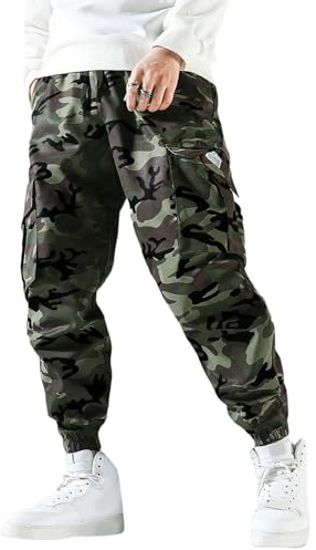 PADOLA Pantalon Camouflage Homme Taille Elastique Pantalons de Travail avec Multipoches Cargo Pantalon Militaire Décontracté Slim Fit Pantalons de Jogging Pantalon Tactique