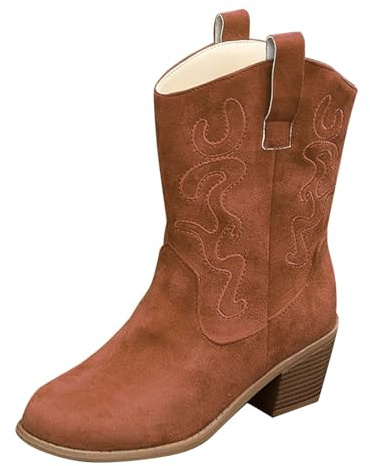 Kiduoua Stivali da Donna Casuale Stivaletti Leggeri e Antiscivolo con Foderato Caldo Bassi Stivali Donne Gambale Curvy Pianta Larga Lunghi Moda Tacco A Blocco Alti Scarpe
