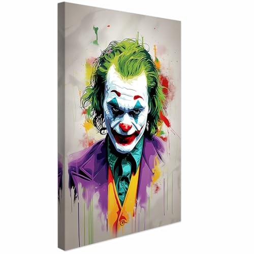 AREDE Bilder Wanddeko auf Leinwand Der Joker Art Decor Wohnzimmer Deko Zimmer Wandbilder Modern Bild | 120 x 80 cm | Fertig zum aufhängen