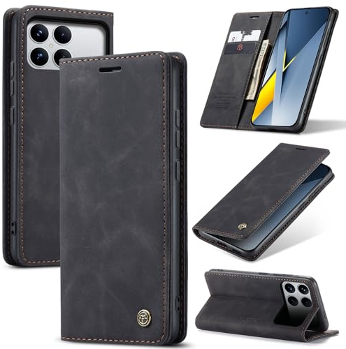 Azororo Coque pour Xiaomi Poco F8 Ultra 5G Premium Housse Cuir Protection Pochette Rabat Portefeuille Flip Case Porte Magnétique Coque Étui pour Xiaomi Poco F8 Ultra, Noir