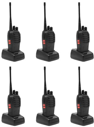 Gdetnysty Walkie Talkie Funkgerät Set 10 Stück mit Kopfhörern Ladegerät 5km Reichweite 16 Kanäle 430 440MHz 3W Leistung 1500mAh Akku für Baustelle Hotel Camping Outdoor Teamarbeit (6 Einheiten)