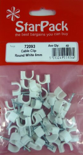 Star Pack Plastic Cable Clips White Rounds 8mm