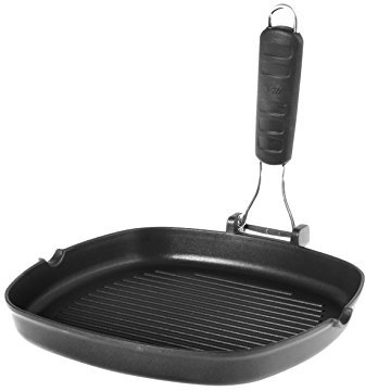 Ilsa Dietigrill Antihaft-Grillpfanne, mit Griff aus Silikon, aus Druckguss- Aluminium, Schwarz, 29 x 29 cm