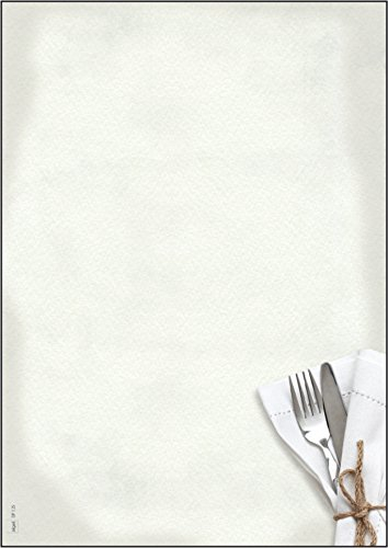 SIGEL DP125 Motiv-Papier Menü Speisen im Gastro-Look 90 g, DIN A4, 50 Blatt, Speisekarten-Motiv, aus nachhaltigem Papier