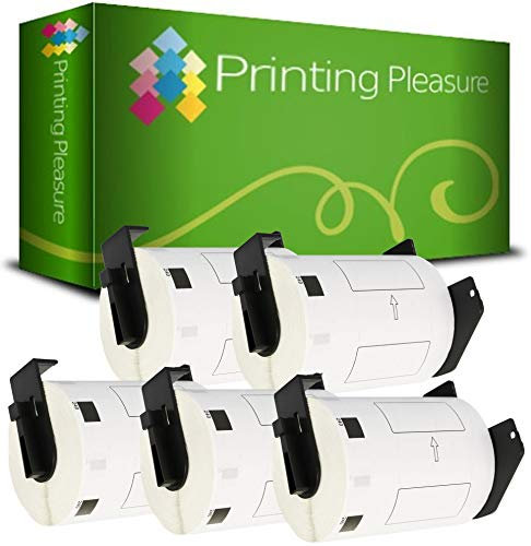 5 x DK11240 Versand-Etiketten kompatibel für Brother P-Touch QL-1050 QL-1060N QL-1100 QL-1110NWB | 102mm x 51mm | 600 Stück | Thermopapier mit Kunststoffhalter