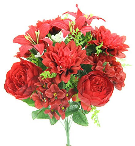 Admired By Nature Kunstblumen-Strauch, Pfingstrosen, Dahlie, Hortensie – RD