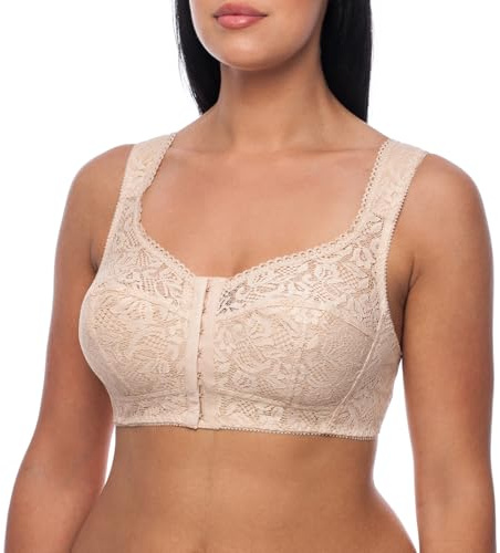 frugue Women's Front Fastening Bra Plus Size Wireless Minimiser Support UK