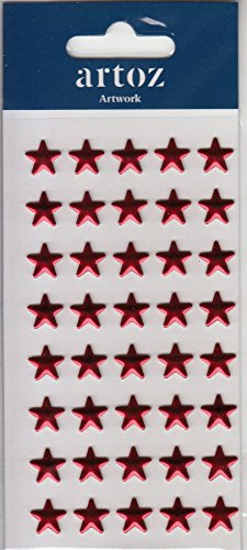 Artoz Artwork Strass Sticker (Sterne flach) 185620-154 10 mm rot metallisch glänzend
