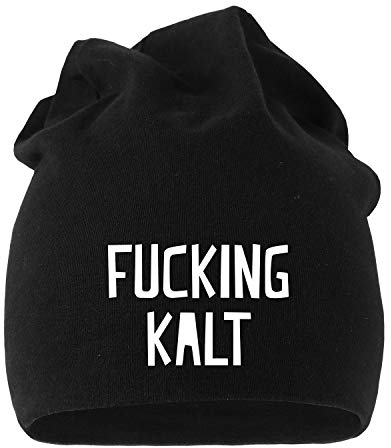 MoonWorks® Jersey Beanie Fucking Kalt Spruch Mütze Bedruckt Herren Damen schwarz Unisize
