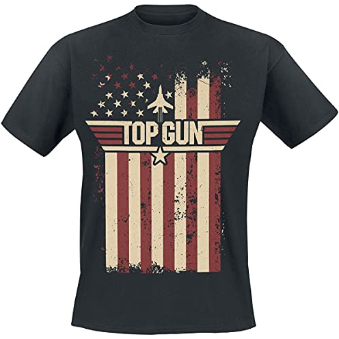 Top Gun Flag Männer T-Shirt schwarz XXL 100% Baumwolle Fan-Merch, Filme