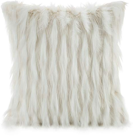 Eurofirany Kissenbezüge Kissenhüllen Couchkissenbezüge Sofakissenbezüge Dekorationskissen Doppelpack 2er Set Kopfkissenbezüge Dekokissen Sitzkissen Fellimitat, Polyester, Violett, 45X45 cm, 2