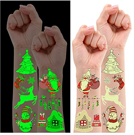 Leesgel Weihnachten Tattoo Kinder, Leuchtende Weihnachts Kinder Tattoo Kindertattoos, Weihnachtsaufkleber Weihnachtsdeko Kinder Weihnachtsstrumpffüller Weihnachtsgeschenke Nikolaus Geschenke Kinder