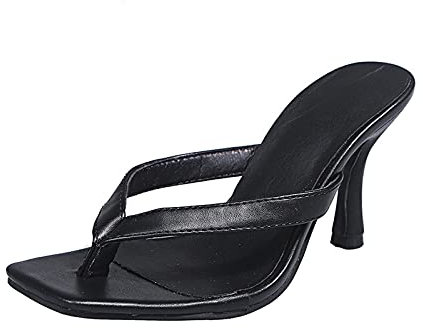 Sandales Femme à Talon Carré Élégance Sexy Tongs Été Vacances Décontractée Chaussons Nu Pieds Bout Ouvert Pas Cher À La Mode Sandales