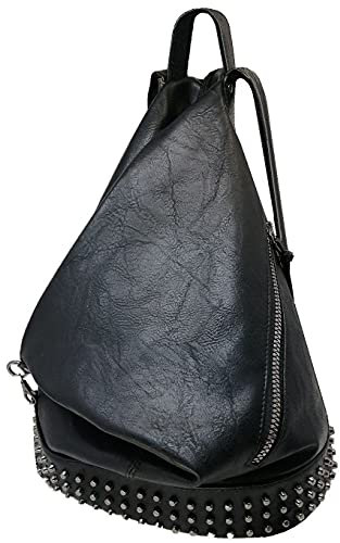 CASIMIRRI 1892 Damen-Rucksack, Rucksack, Kunstleder, lässig, elegant, multifunktional, diebstahlsicher, Schwarz, L